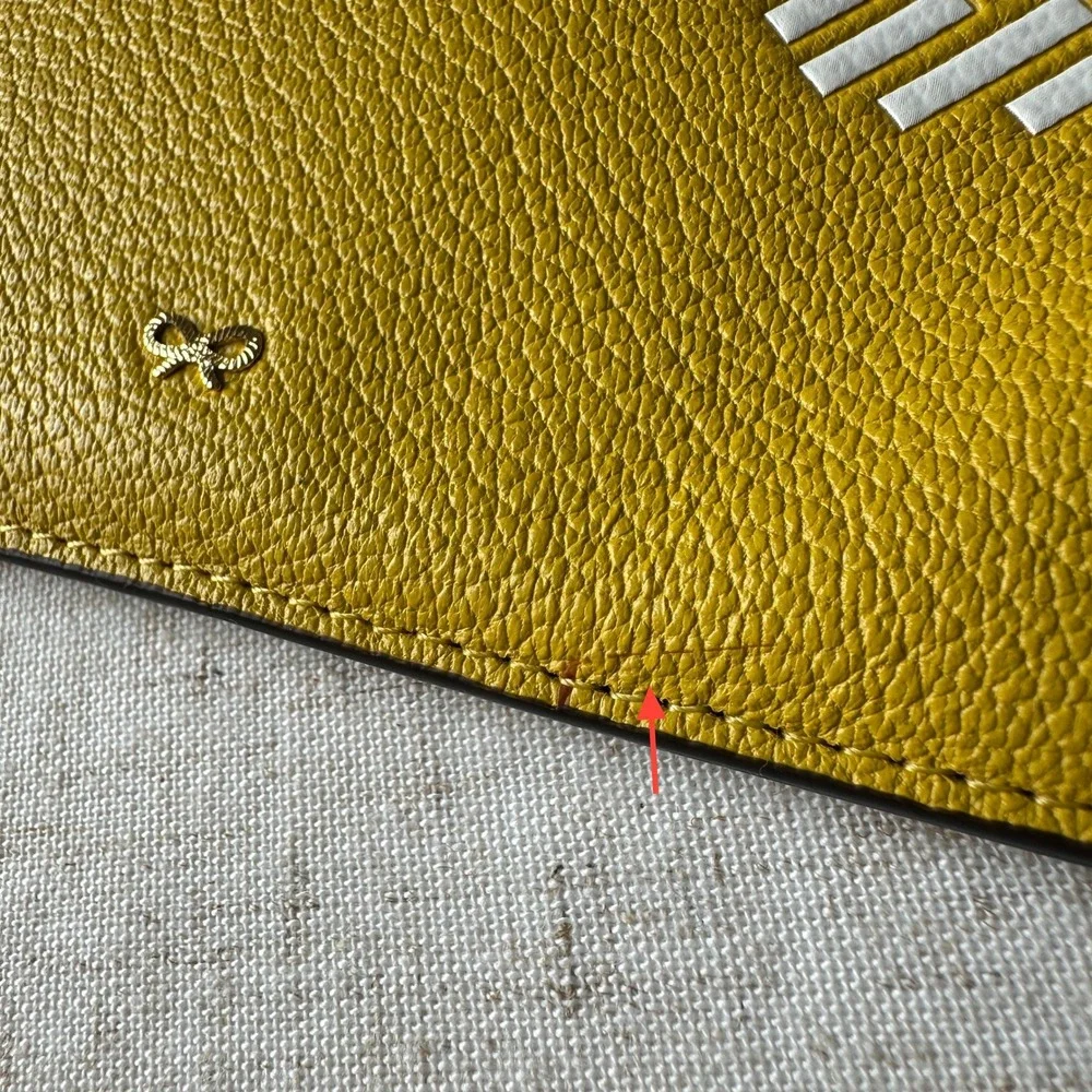 Anya Hindmarch Yellow Eyes Leather Pouch Crossbody Bag Detachable Gold Chain‎